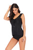 Women Classic Solid Black bandage closure Padded One Piece  Swimsuit Padded Bra