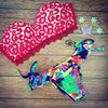 Red Macrame Lace Printing Bikini Swimwear Swimsuit Bathing Suit