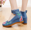 Chinese Ethnic Embroidery Inner high Heel Elevator Dress Shoes Two lace-up