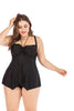 Women Classic Solid Black Padded One Piece  Suspended Strape Dress Swimsuit Pad