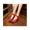Colorful Phoenix Embroidered Shoes High Heeled Shoes Woman Cloth Shoes   red