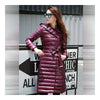 Hooded Thin Light Middle Long Down Coat Slim Woman   wine red