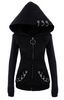Black Witch Craft Punk Gothic Loop Fleece Hoodie Sweatshirt Top Plus Size