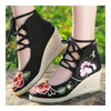 Alt Peking Stoff Bestickt Schuhe Klassischer Schwarz