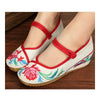 Slipsole Old Beijing Cloth Embroidered Shoes  white