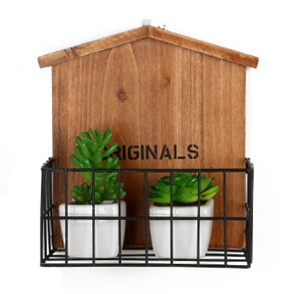 House Shape Iron Storage Basket Wall Decoration