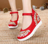 Chinese Ethnic Embroidery Inner high Heel Elevator Cheongsam Dress Shoes Flower