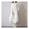 Mori Niña Algodón Seda Placa Vestido Botones BLANCO M