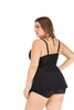 Women Classic Solid Black Padded One Piece  Suspended Strape Dress Swimsuit Pad