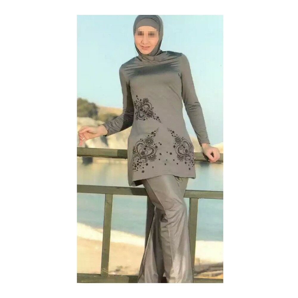 Muslim Woman Beach Swimwear Swimsuit Burqini   grey