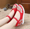 Chinese Ethnic Embroidery Inner high Heel Elevator Cheongsam Dress Shoes Flower