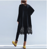 Mode Überdimensional Häkel Spitzen Rand Tunika Langes Kleid Schwarz oder Grün