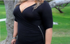 Plus Size Sexy Black Plunge Wrap Side Zip Casual Party Dress