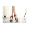 New Beautiful Woman Spring Embroidered Shoes High Heeled Shoes Old Beijing   jea