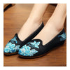 Butterfly with Flower Pointed Last Slipsole Old Beijing Cloth Shoes    black