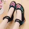 Chinese Ethnic Embroidery Inner high Heel Elevator Dress Shoes Two lace-up