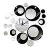 Espejo Reloj de Pared 3d Decoración Acrílico Círculo Plateado Negro
