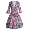 Hepburn Style Lapel Printing Big Peplum Vintage Dress