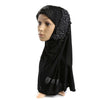 Dignified Muslim Gauze Lace Zircon Kerchief Scarf    black