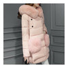 Winter Woman Middle Long Fake Fox Fur A Shape Down Coat    pink