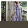 Mercerizado Algodón Bordado Manualidades Vintage Vestido Largo Violeta S