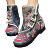 Vintage Beijing Cloth Shoes Embroidered Boots grey 35