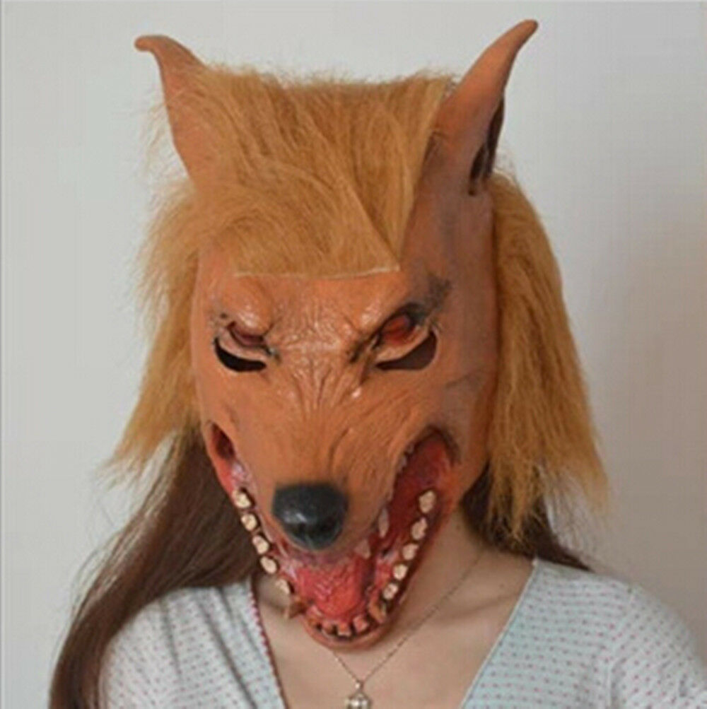 Wolf Head Mask Rubber Latex Animal Costume Full head Mask Halloween Costume Fanc
