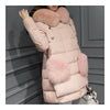 Winter Woman Middle Long Fake Fox Fur A Shape Down Coat    pink