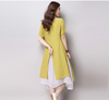 Moderno Asiático Estilo Capas Multi con Abertura Forrado Vestido Túnica