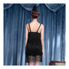 Sexy Damen Raffinesse Uniform Unterwäsche Troddel Kleid Halloween Schwarz