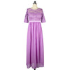 Lace Macrame Sexy Chiffon Full Dress   purple