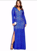 Black  Blue Full Lace Fishtail Maxi Long Gown Evening Cocktail Party Dress Plus