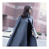 Hooded Cocoon Shape Coat Woman Middle Long Cloak  S