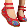 Peacock Old Beijing Cloth Embroidered Shoes   red