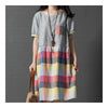 Summer Loose Plus Size Checks Middle Long Dress