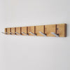 Puerta Pared Soporte Roble Madera Maciza Cinc Níquel 8 Ganchos Colgador
