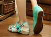Chinese Embroidered Floral Shoes Women Ballerina Mary Jane Flat Ballet Cotton Lo