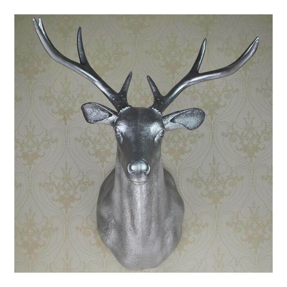 Large Size Plastic Deer Head Wall Hanging Decoration silver
