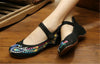 Chinese Embroidered Floral Shoes Women Ballerina Mary Jane Flat Ballet Cotton Lo