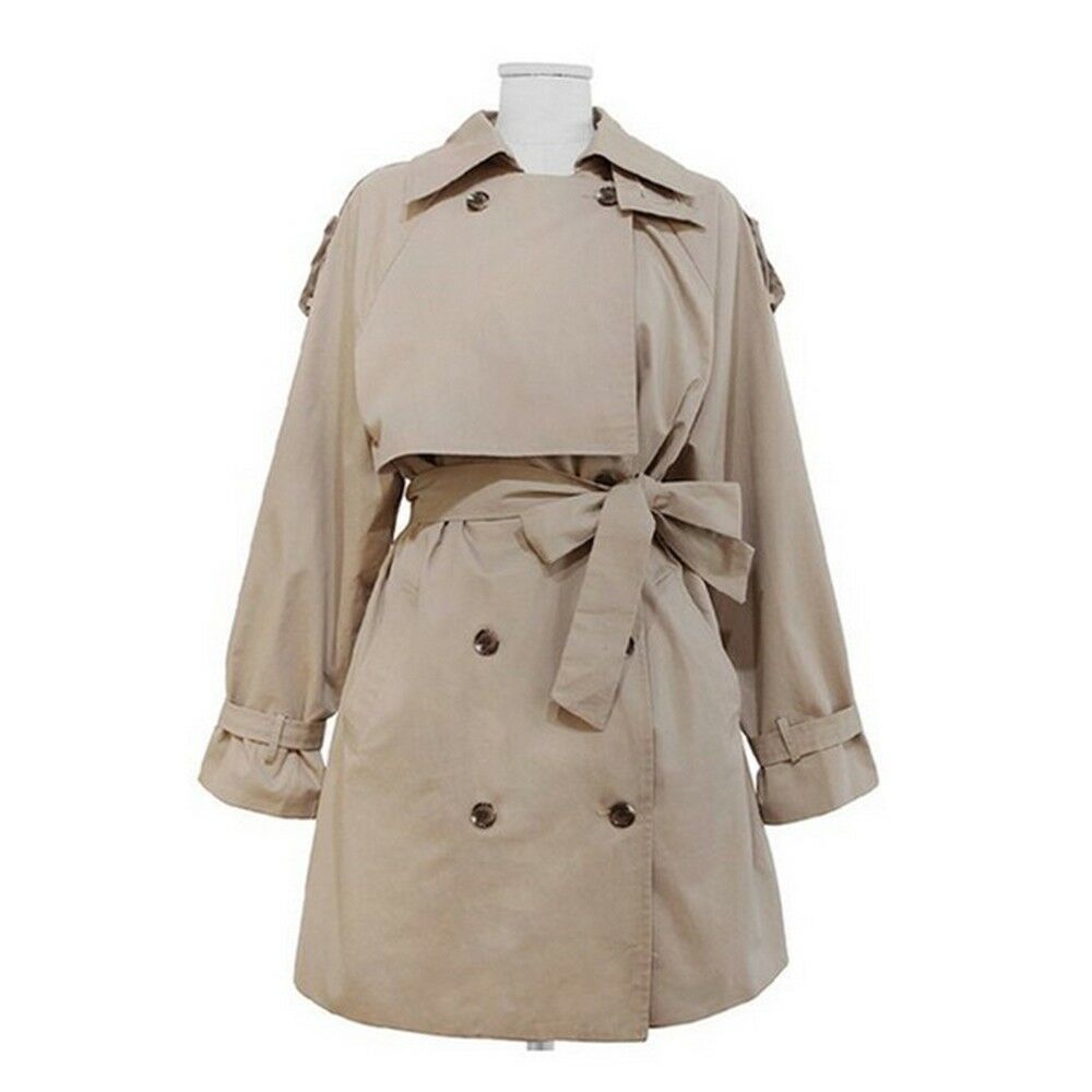 Middle Long Double-breasted Solid Color Wind Coat