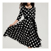Polka Dot Sunny Flax Seventh Sleeve Middle Long Dress  S
