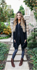 Women's Black Zip Up Long Hoodie Top with Asymmetric Edge Spring Autumn Fall