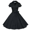 Sommer Damen Böhmisch Style Balonrock Punkt Kleid Schwarz