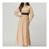 Muslim Robe Dress Belt Long Sleeve Women Garment   apricot   M