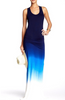 Gradient Blue Racer Back Floor Length Maxi Long Dress