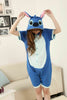 Unisex Adult Pajama Cosplay Costume Animal Onepiece Sleepwear Summer Blue Stitch