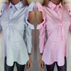 Black Blue Pink & White  Stripe Frill Cold Shoulder Shirt Blouse Top