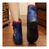 Vintage Beijing Cloth Shoes Embroidered Boots 12-08   red + blue  35
