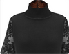 Magnifique Noir/Gris/Bordeaux Crochet Dentelle Broderie Manche Robe Pull