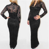 Vestido Talla Grande Mujer Encaje Manga Larga Festoneado Cuello Cóctel Maxi